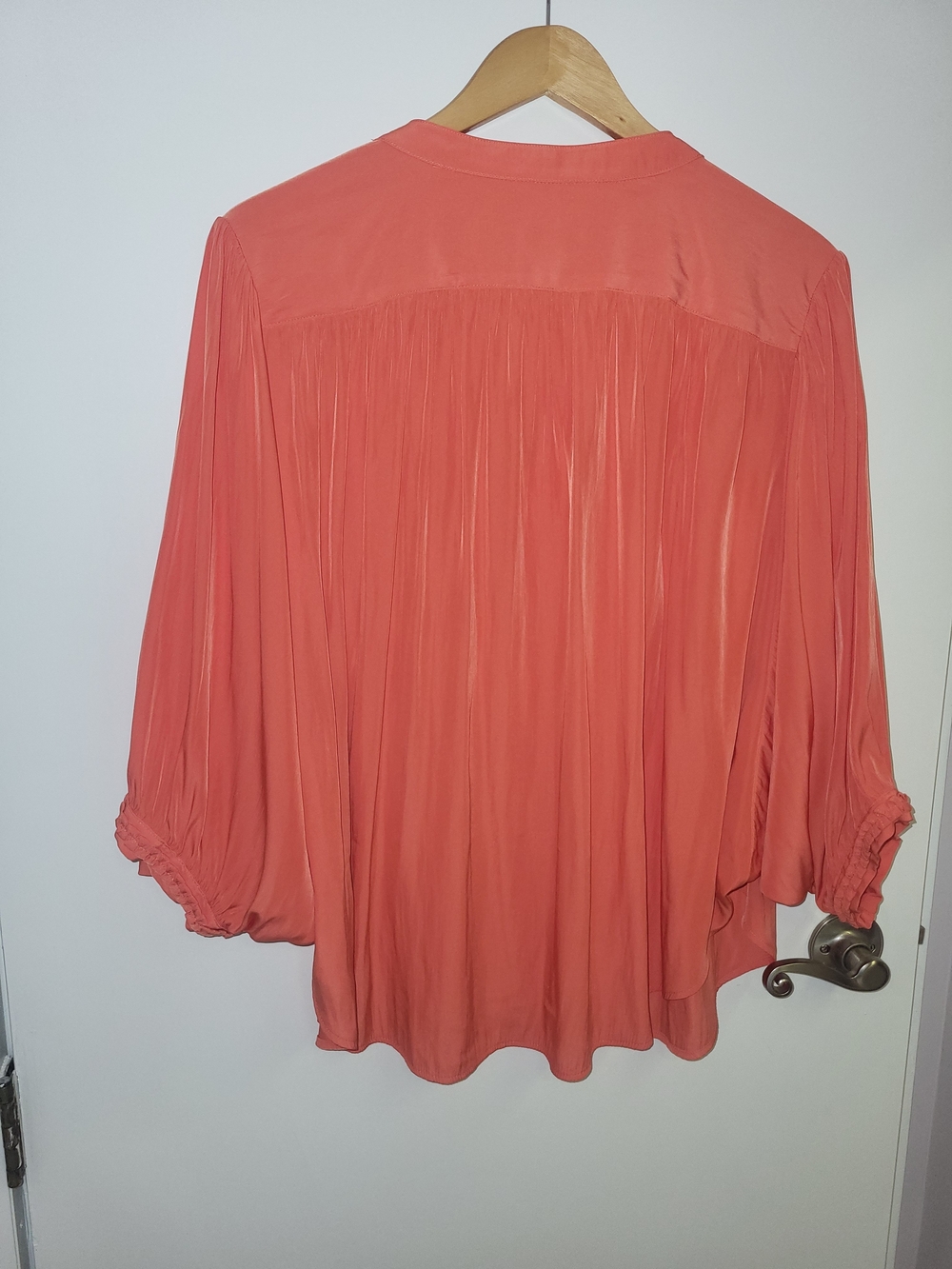 Chico's Bright Orange/Coral V-Neck Braided-Trim Top - Picture 10 of 10